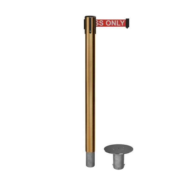 Montour Line Stanchion Belt Barrier Removable Base Sat.Brass Post 16ft.R.Auth..Belt MX650R-SB-AUTHRW-160